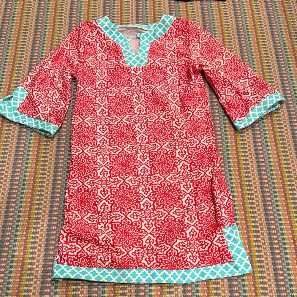 Cabana Life Red and Blue Kids Casual Dress/Cover Up